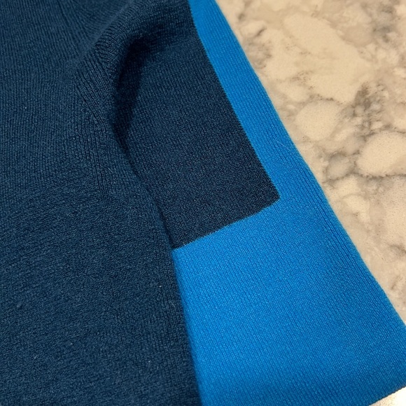 Tori Burch Color Block Short Sleeve Mock Neck 100% Cashmere Sweater - Picture 6 of 16